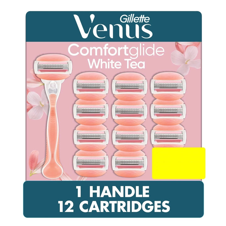 Venus Comfortglide Womens Razor Handle + 12 Cartridges White Tea Image 1