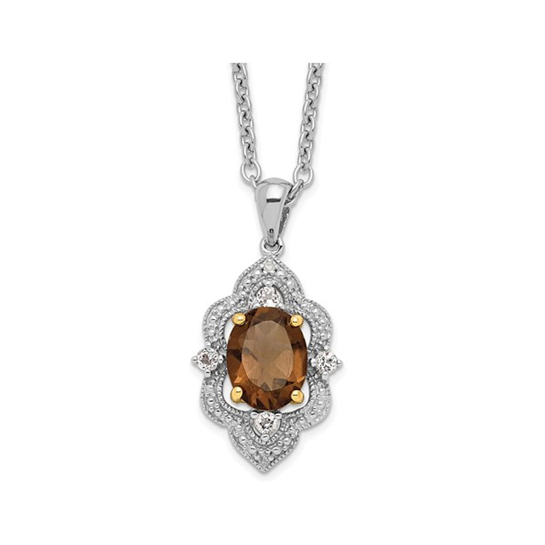 1.64 Carat (ctw) Smoky Quartz Pendant Necklace in Sterling Silver with Chain Image 1