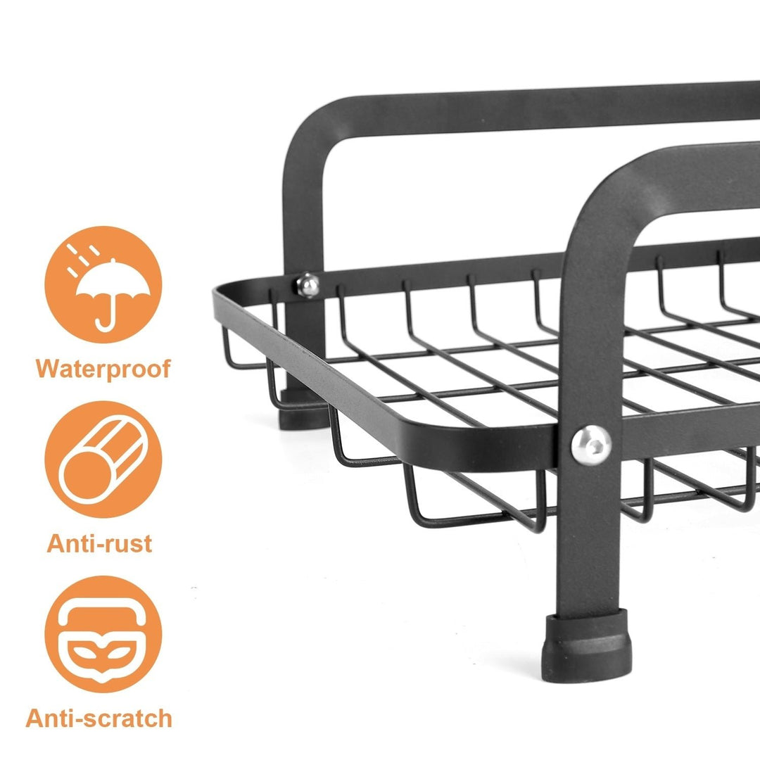 2 Tier Dish Drying Rack for Kitchen Counter Space Saving Rustproof Dish Rack with Drainboard Detachable Kitchen Drainer Image 4