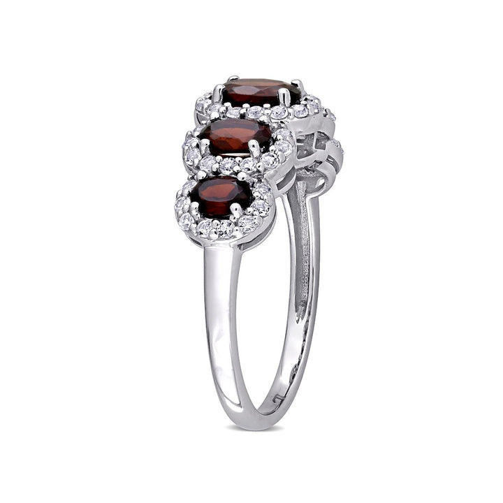 2.00 Carat (ctw) Garnet Five Stone Ring in 10K White Gold with White Topaz Image 4