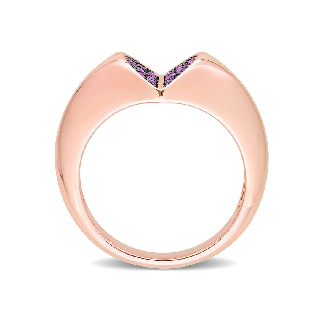 1/5 Carat (ctw) African Amethyst Promise Heart Ring in Rose Plated Sterling Silver Image 4