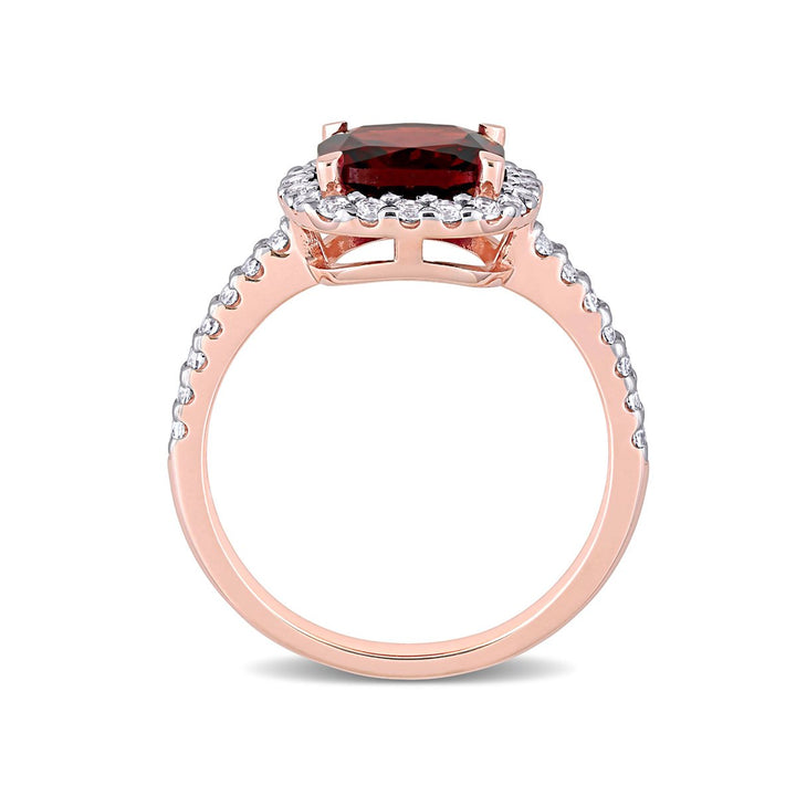 4.10 Carat (ctw) Garnet and White Topaz Ring in 10K Rose Pink Gold Image 3