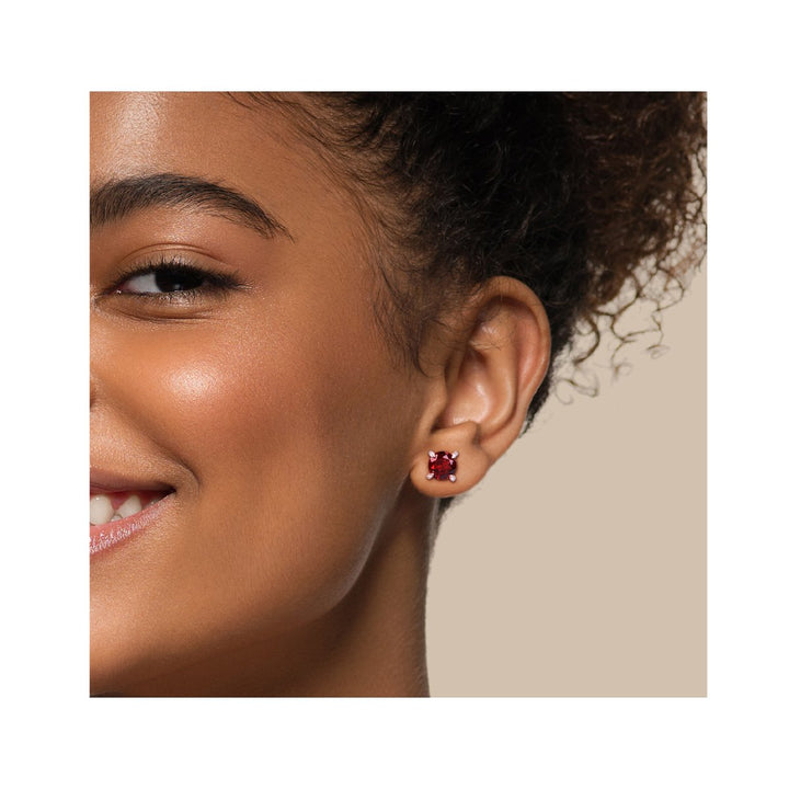 4.00 Carat (ctw) Garnet Solitaire Stud Earrings in 10K Rose Pink Gold Image 3