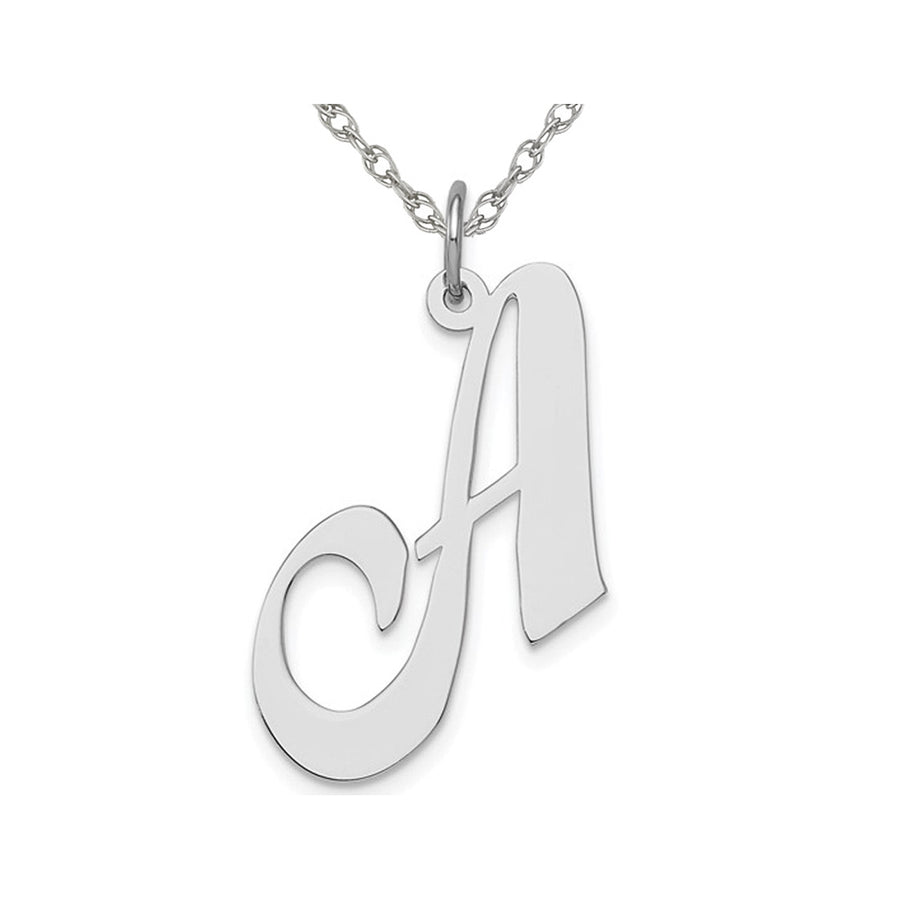 Sterling Silver Fancy Script Initial -A- Pendant Necklace Charm with Chain Image 1