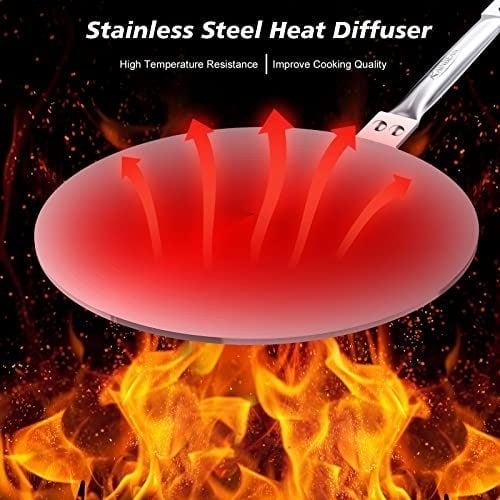 Heat Diffuser Simmer Ring Plate Stainless Steel with Stainless Handle Induction Adapter Plate for Gas Stove Glass Image 4