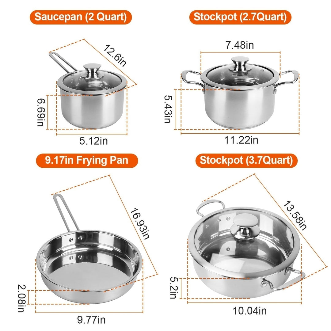 Stainless Steel Cookware Set Fast Even Heat Induction Pots Pans Set Dishwasher Safe with 2.7 3.7 Quart Stockpot 2 Quart Image 3