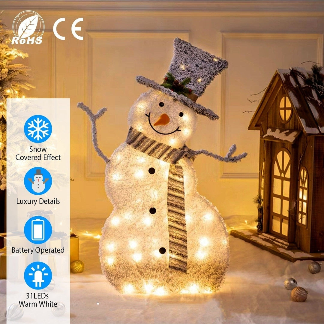 LED Christmas Snowman Decoration Light Collapsible Battery Operated Image 2