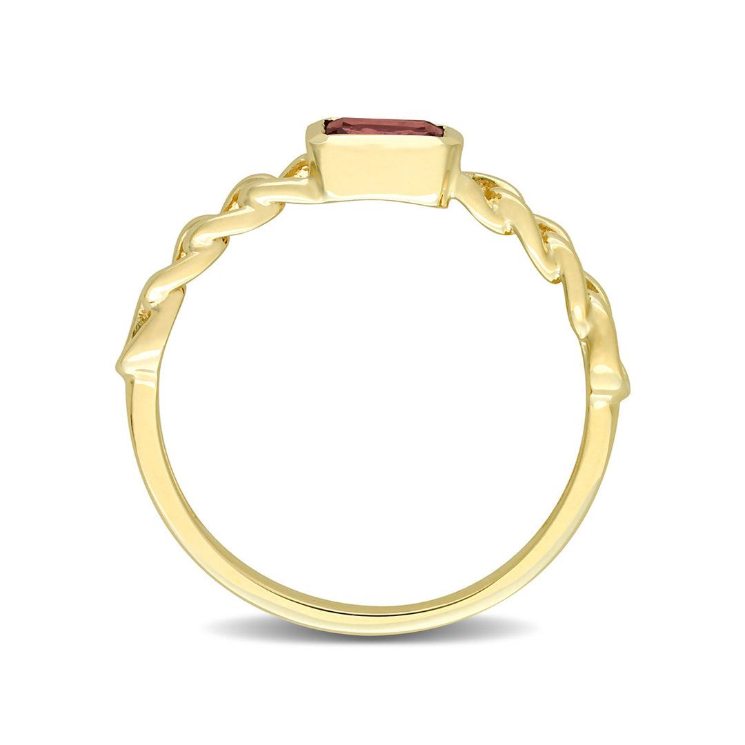 1/3 Carat (ctw) Natural Garnet Link Ring in 14K Yellow Gold Image 4