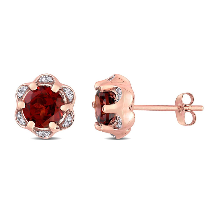 2.00 Carat (ctw) Garnet Swirl Earrings in 14K Rose Pink Gold Image 1