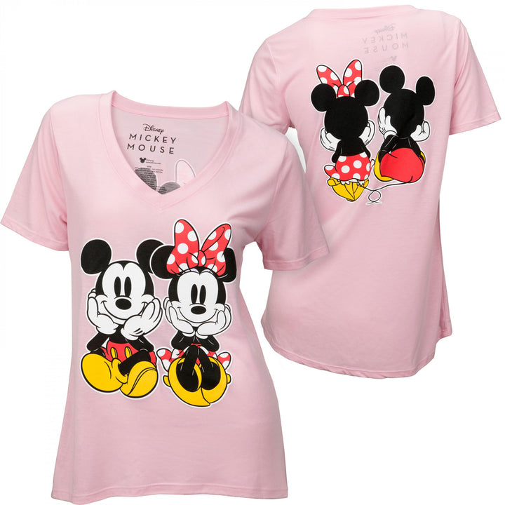 Mickey and Minnie Sitting Together Juniors Tunic T-Shirt Image 1