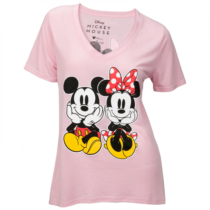 Mickey and Minnie Sitting Together Juniors Tunic T-Shirt Image 2