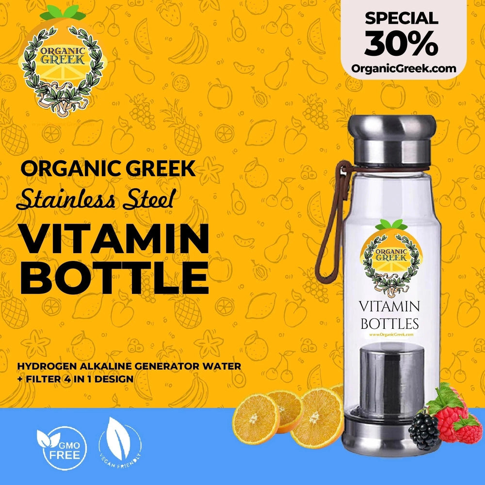 Organic Greek Vitamin Bottles. Hydrogen Alkaline Generator Water + Filter 4 In 1 Design 500mL (16.9 FL OZ) Image 2