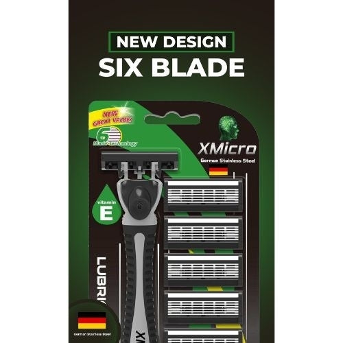 XMicro Razors For Men & Women, 1 Razor, 7 Blade Refills With German Stainless Steel, Lubricated With Vitamin E For Image 1
