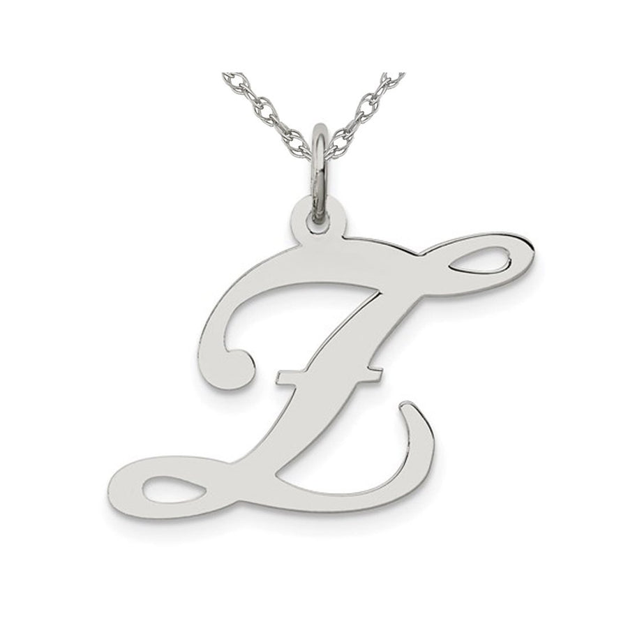 Sterling Silver Fancy Script Initial -Z- Pendant Necklace Charm with Chain Image 1