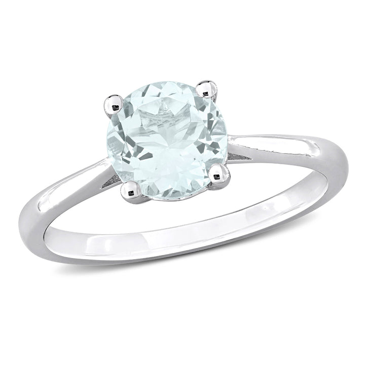 1.15 Carat (ctw) Aquamarine Solitaire Ring in Sterling Silver Image 1
