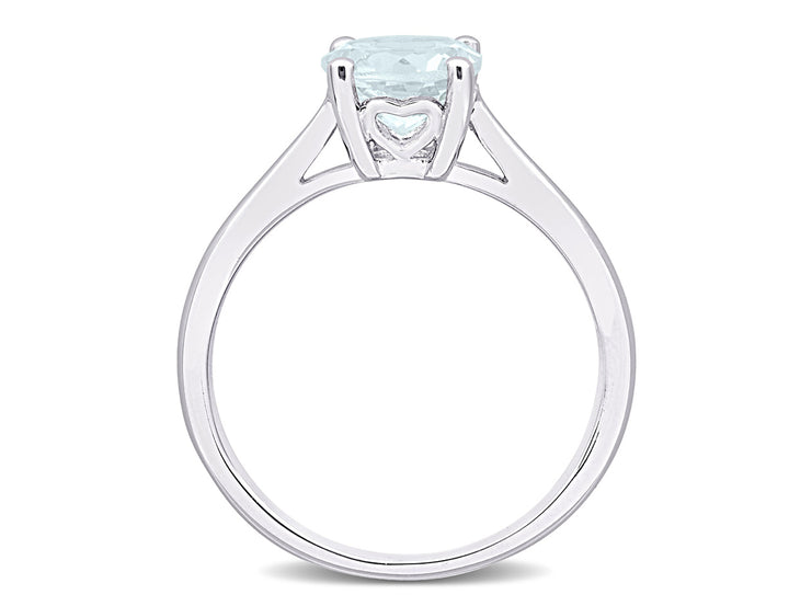 1.15 Carat (ctw) Aquamarine Solitaire Ring in Sterling Silver Image 2