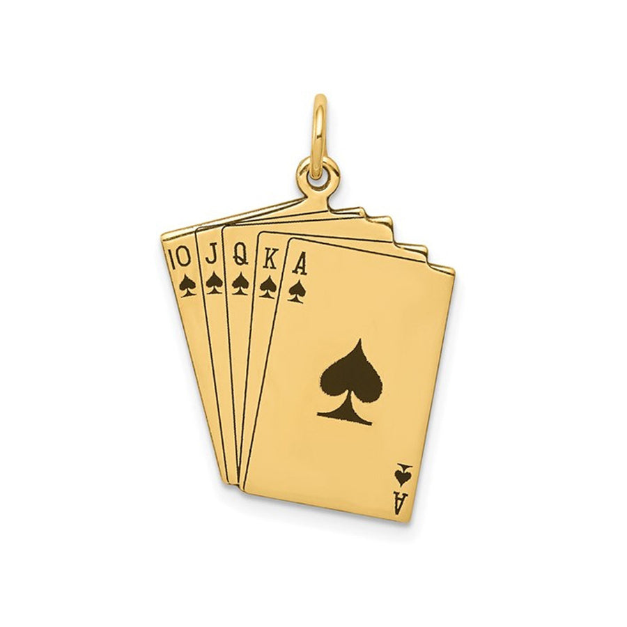 14K Yellow Gold Playing Cards Charm Pendant (NO Chain) Image 1