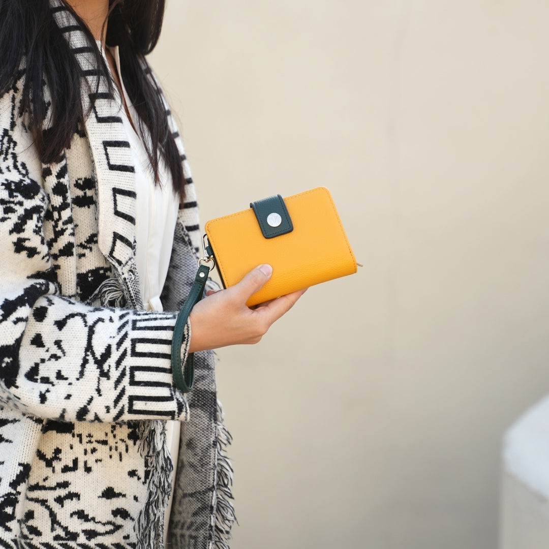 Shira Color Block Vegan Leather Womens Wallet - Wristlet Purse Image 1
