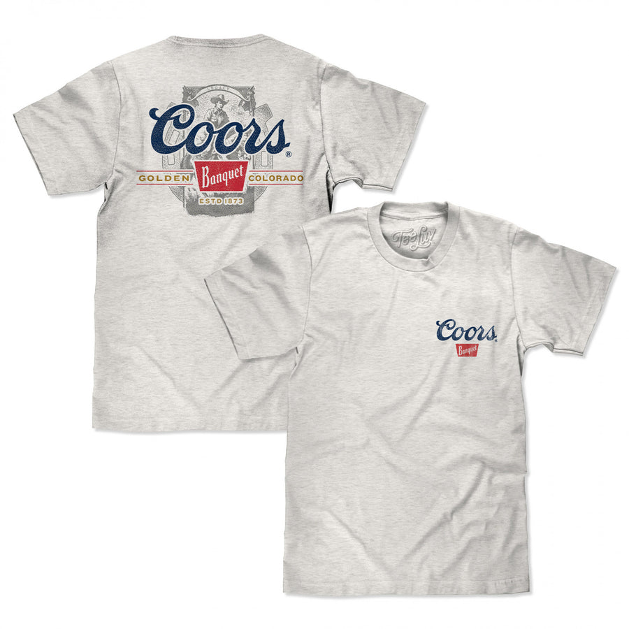 Coors Banquet Horse Shoe Logo Front and Back Print T-Shirt Image 1