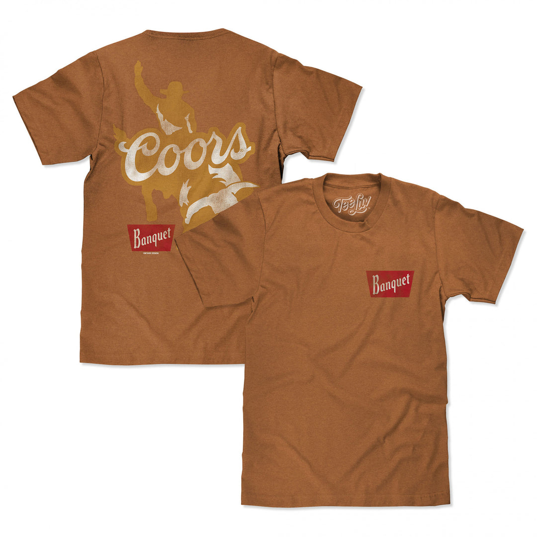 Coors Banquet Rodeo Bull Riding Front and Back Print T-Shirt Image 1