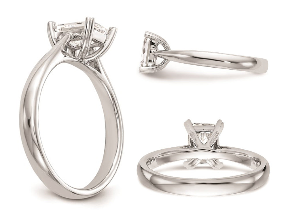 1.00 Carat (ctw VS2, G-H) Emerald-Cut Certified Lab-Grown Diamond Solitaire Engagement Ring in 14K White Gold Image 2