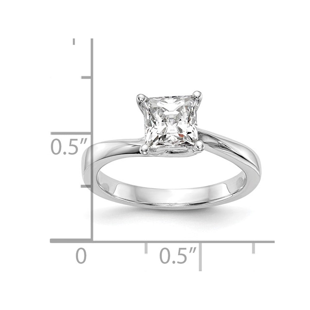 1.00 Carat (ctw VS2, D-E-F) Certified Princess Lab-Grown Diamond By-Pass Engagement Ring in 14K White Gold Image 2