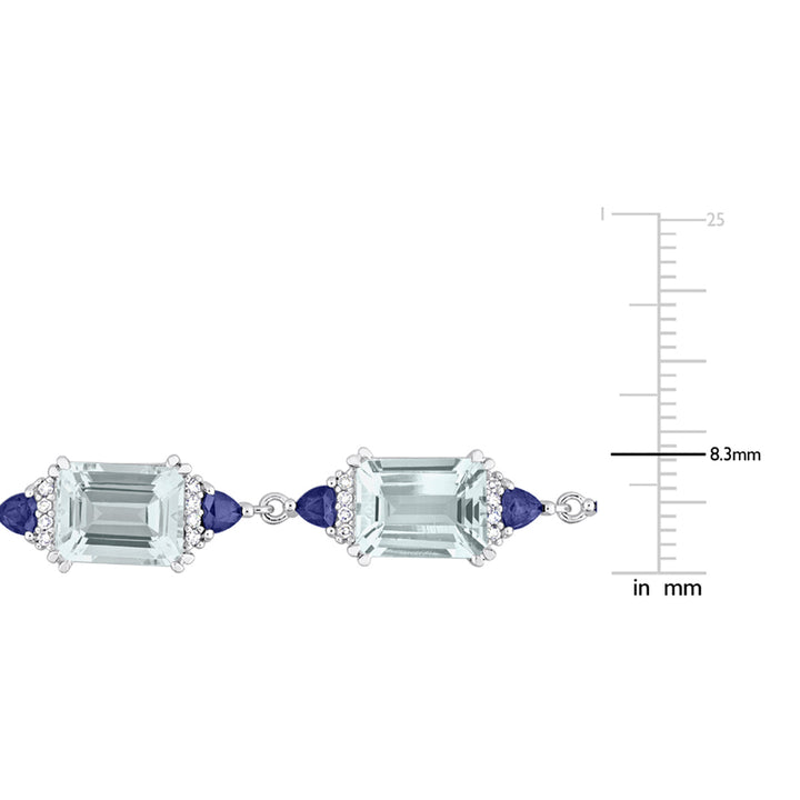 19.80 Carat (ctw) Aquamarine and Blue Sapphire Bracelet in 14K White Gold with Diamonds Image 3