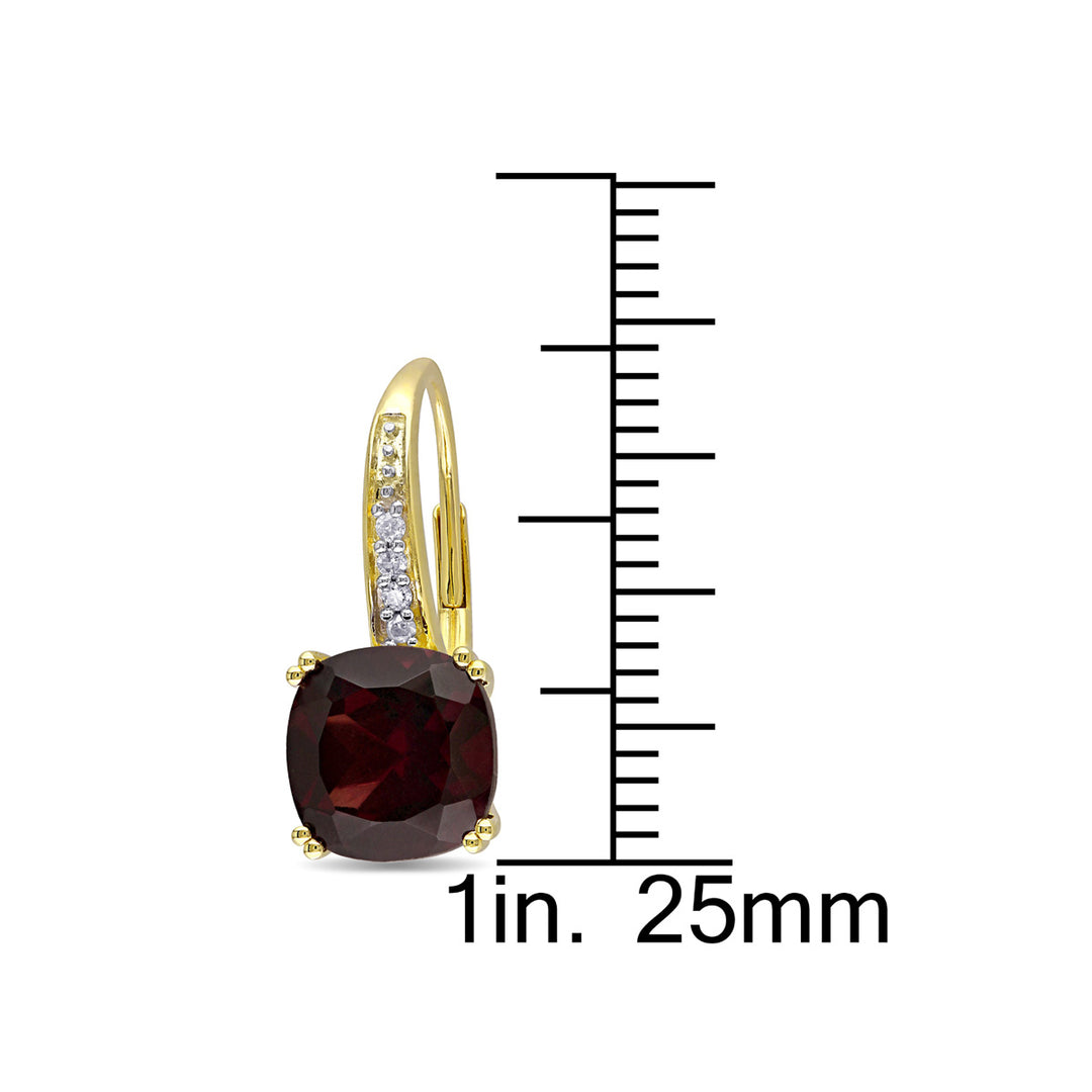 6.16 Carat (ctw) Garnet Dangle Earrings in 10K Yellow Gold Image 4