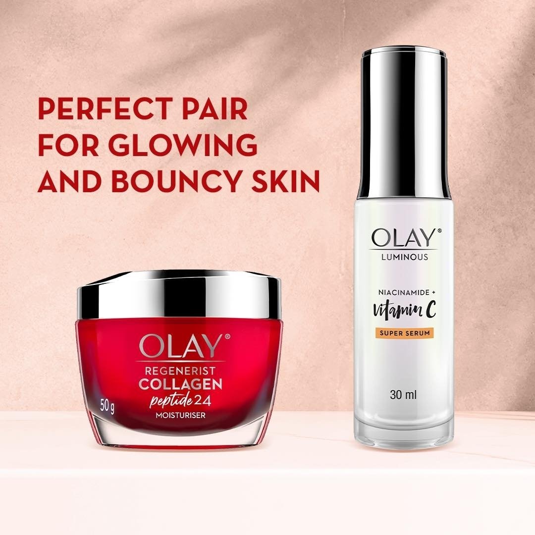 Olay Regenerist Collagen Peptite24 Moisturiser and Luminous Vitamin C Super Serum Combo Pack Image 1