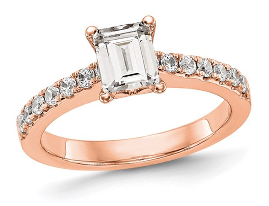 1.31 Carat (ctw VS2, G-H) Emerald-Cut Certified Lab-Grown Diamond Engagement Ring 14K Rose Gold Image 1
