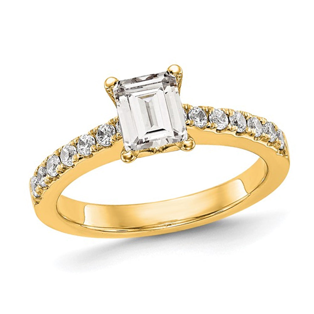 1.31 Carat (ctw VS2 G-H) Emerald-Cut Certified Lab-Grown Diamond Engagement Ring 14K Yellow Gold Image 1