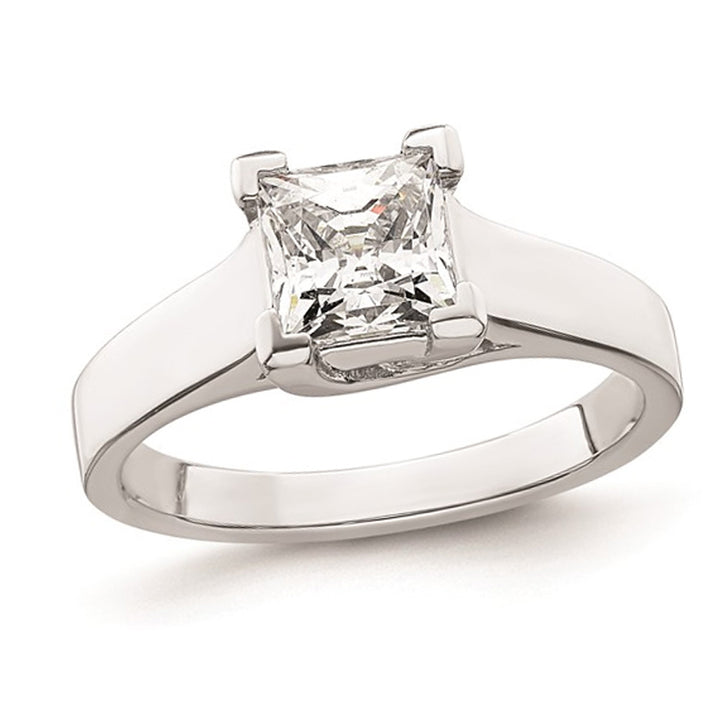 1.20 Carat (ctw VS2, D-E-F) Certified Princess Lab-Grown Diamond By-Pass Engagement Ring 14K White Gold Image 1