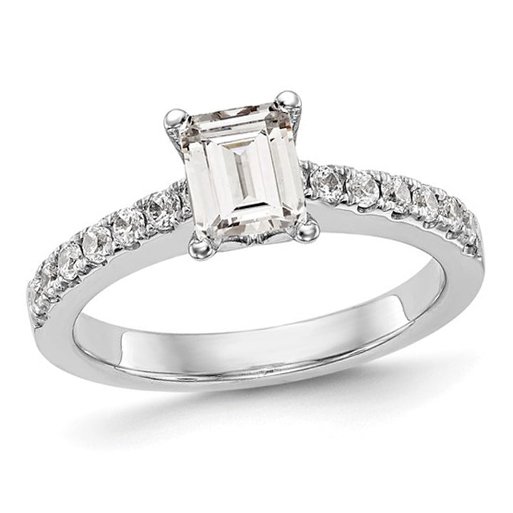 1.31 Carat (ctw VS2, G-H) Emerald-Cut Certified Lab-Grown Diamond Engagement Ring 14K White Gold Image 1