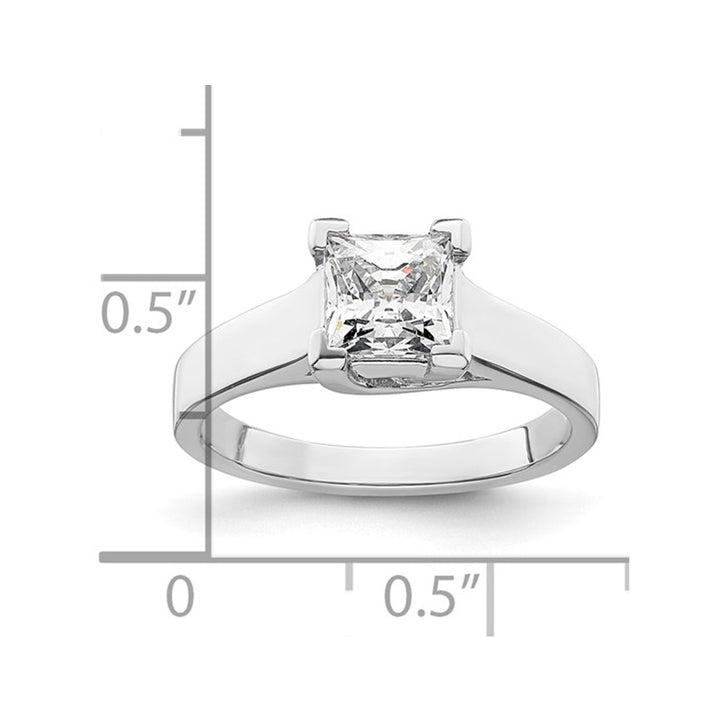 1.20 Carat (ctw VS2, D-E-F) Certified Princess Lab-Grown Diamond By-Pass Engagement Ring 14K White Gold Image 3