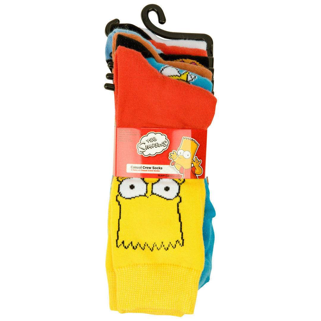 The Simpsons Assorted Characters Mens 6-Pair Pack of Crew Socks Image 4