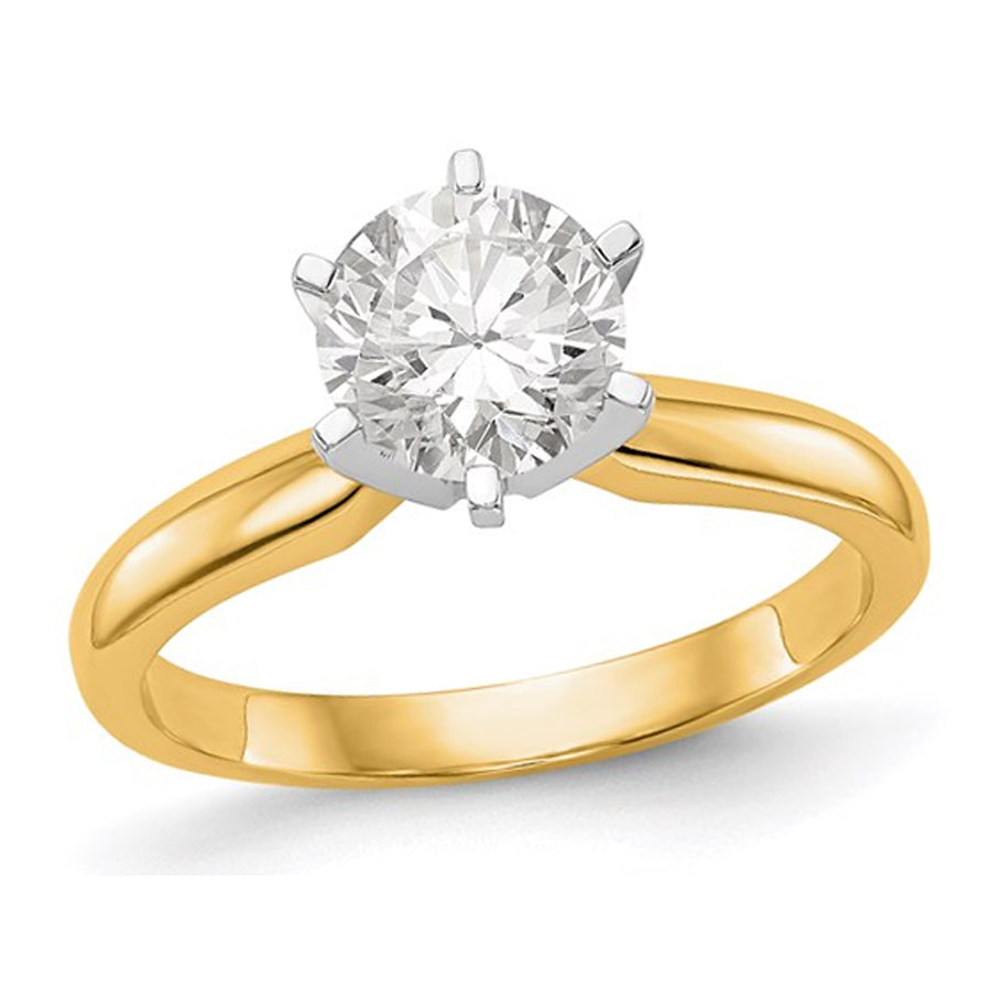 1.25 Carat (ctw VS2, D-E-F) IGI Certified Round Lab-Grown Diamond Engagement Ring in 14K Yellow Gold Image 1