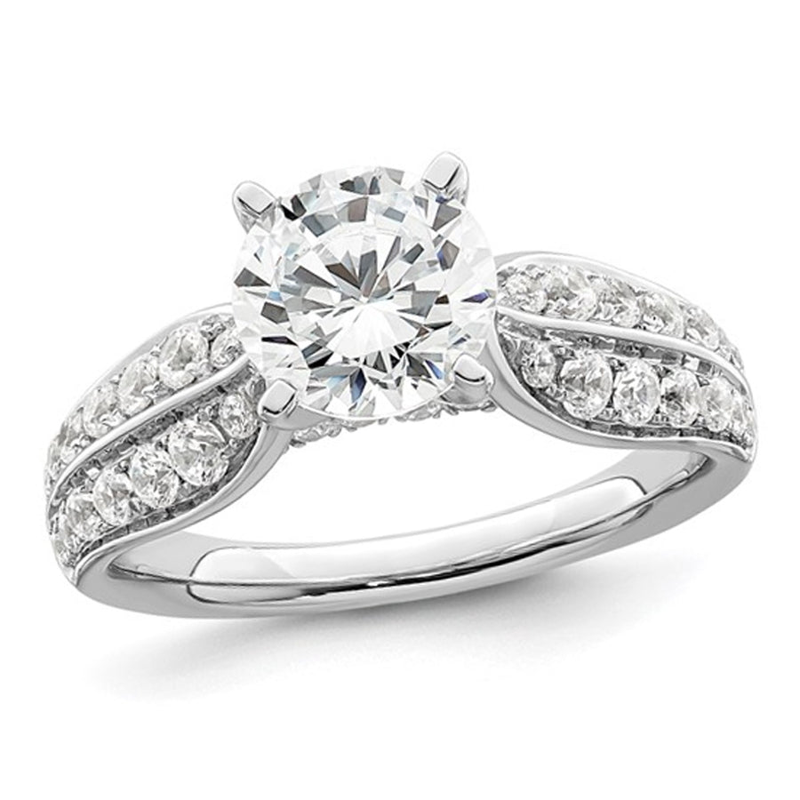2.10 Carat (ctw VS2 D-E-F) IGI Certified Round Lab-Grown Diamond Engagement Ring 14K White Gold Image 1