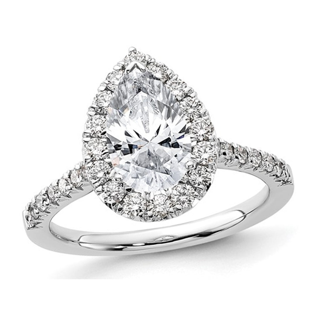 2.10 Carat (ctw VS2, G-H) GCAL Certified Lab-Grown Pear Diamond Engagement Ring 14K White Gold Image 1
