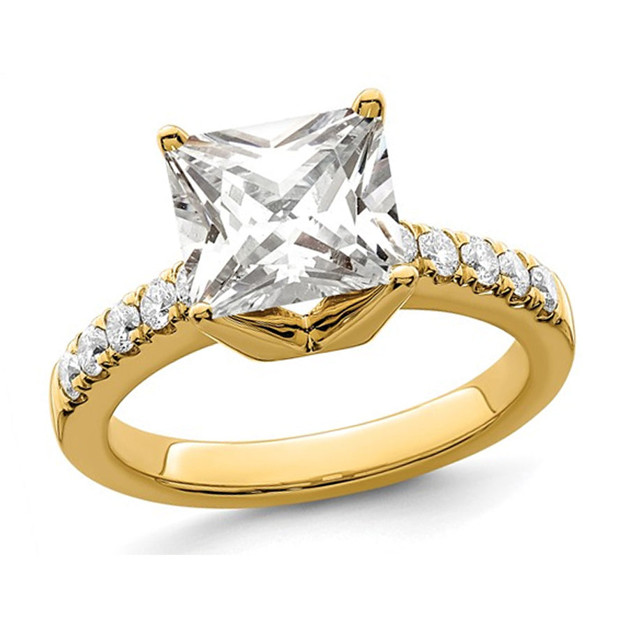 2.40 Carat (ctw VS2, G-H) Certified Princess Lab-Grown Diamond Engagement Ring 14K Yellow Gold Image 1