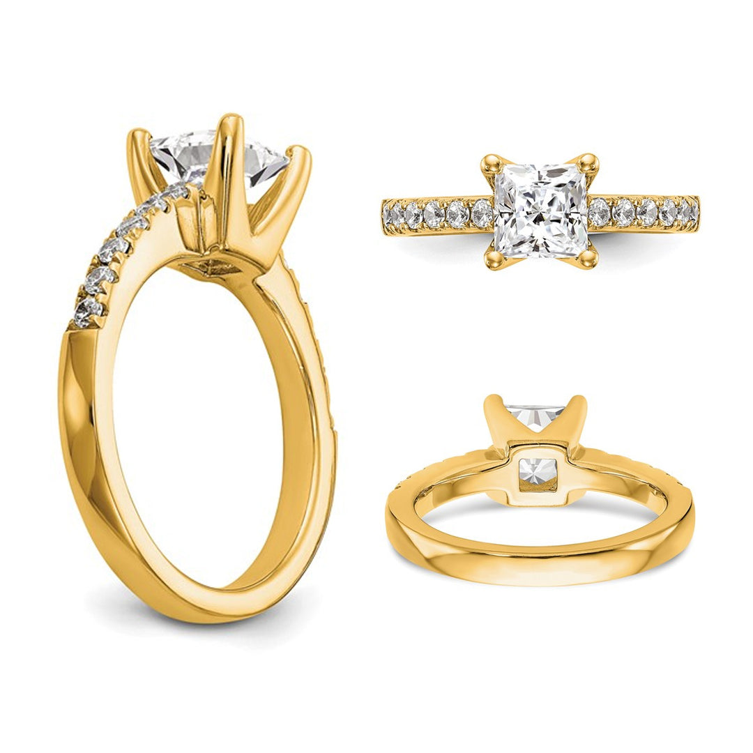 2.40 Carat (ctw VS2, G-H) Certified Princess Lab-Grown Diamond Engagement Ring 14K Yellow Gold Image 2