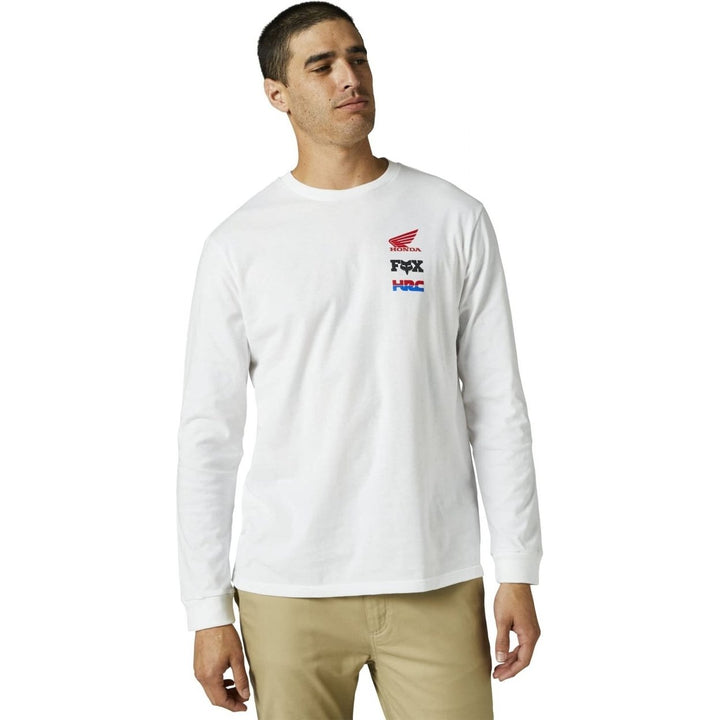 Fox Racing Honda Long Sleeve Tee Optic White Mens Premium T-Shirt Size M Image 3