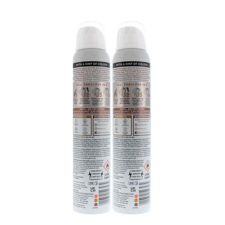 Batiste Instant Hair Refresh Colour Dry Shampoo Brunette 200ml/120g (2-Pack) Image 3