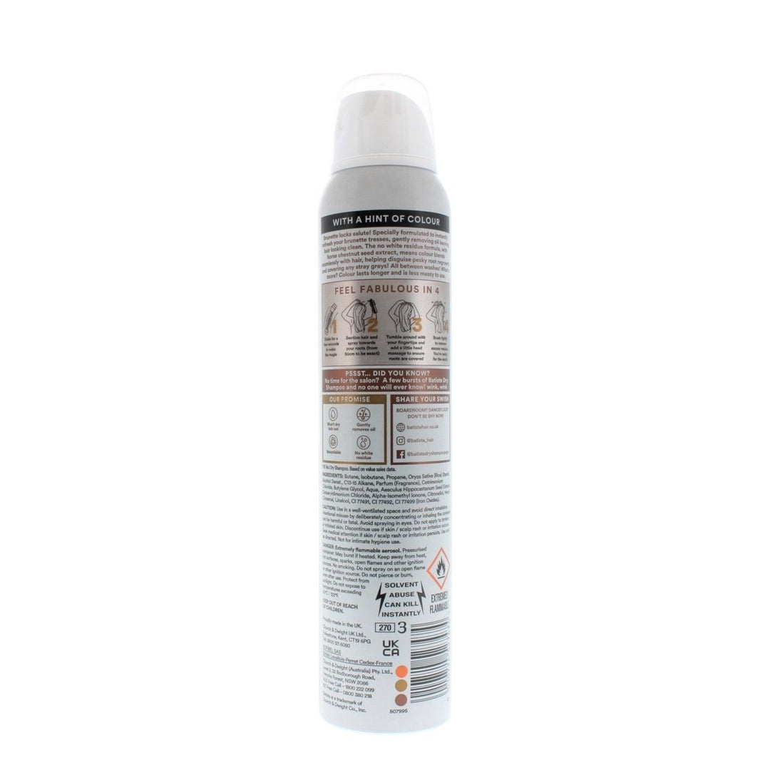 Batiste Instant Hair Refresh Colour Dry Shampoo Brunette 200ml/120g Image 3