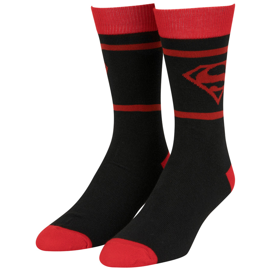 Superman Red and Black Logo Crew Socks Image 1