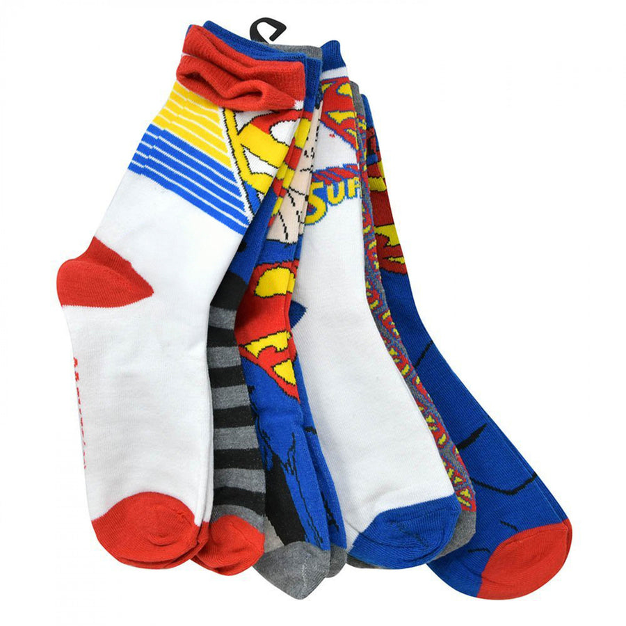 Superman Emblem Mens Crew Socks 6-Pack Image 1