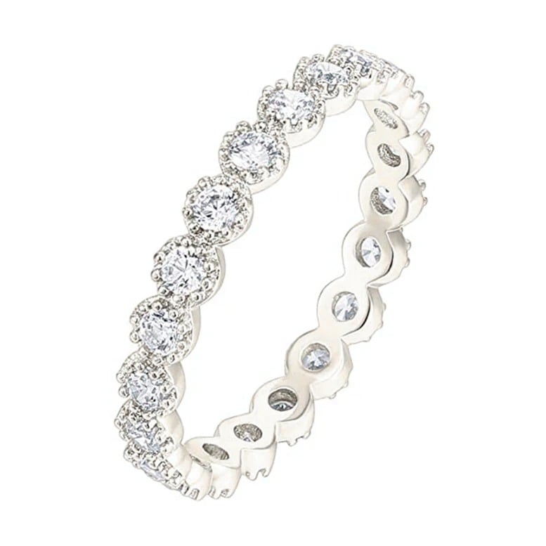 Paris Jewelry 18K White Or Yellow Gold Created Sapphire Marquise Milgrain Eternity Band Size 6 -10 Plated Image 1