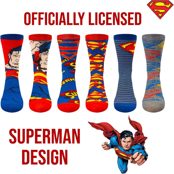 Superman Assorted Designs Mens Crew Socks 6-Pack Image 2