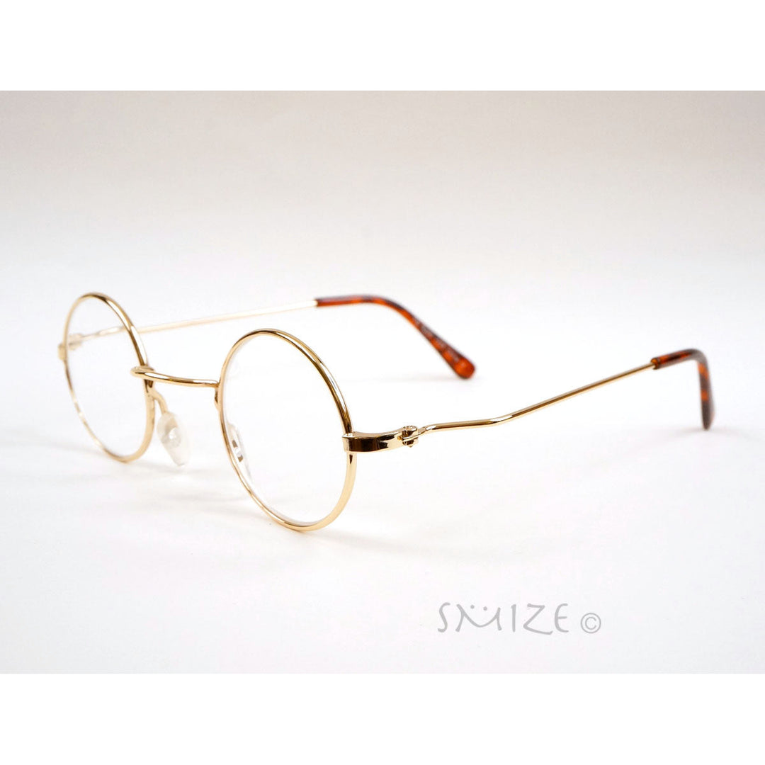 Lennon Style Round Metal Reading Glasses Black Gold Small Size Readers Image 3