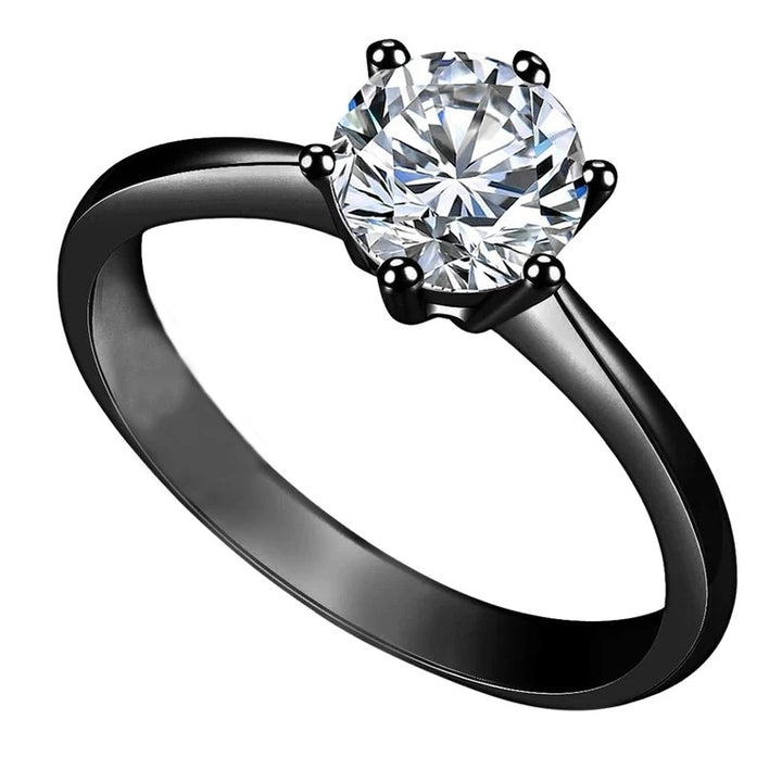 Paris Jewelry 18K Black 3ct Created White Sapphire Round Engagement Wedding Ring Plated Size 13 Image 1
