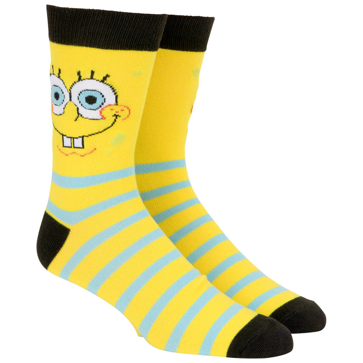 SpongeBob and Patrick Mens Striped 2-Pair Pack of Crew Socks Image 2